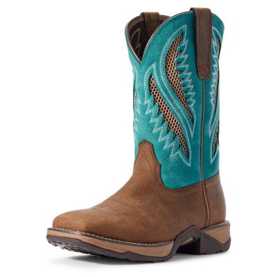 Ariat Anthem VentTEK - Western Laarzen Chocola / Turquoise Dames - 38954-323